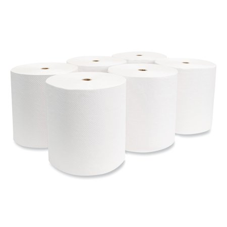 Morcon Paper Hardwound Paper Towels, 1 Ply, Continuous Roll Sheets, 800 ft, White, 6 PK VW888